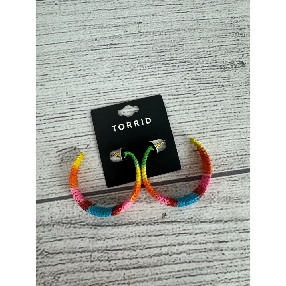 Torrid Women's Bright Colorful Wrapped Open Hoop Earrings